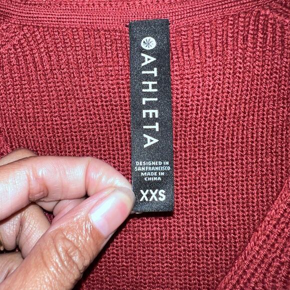 Athleta Women’s Size XXS Hanover V-Neck Ribbed Knit Oversized Sweater Canyon Red - Picture 4 of 6
